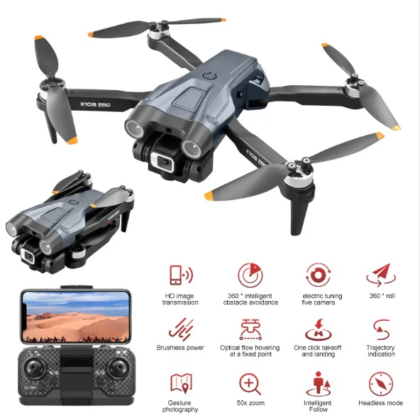 K103 PRO Drone Optical Flow WIFI Dual Camera HD Electrically Operated With Obstacle Avoidance