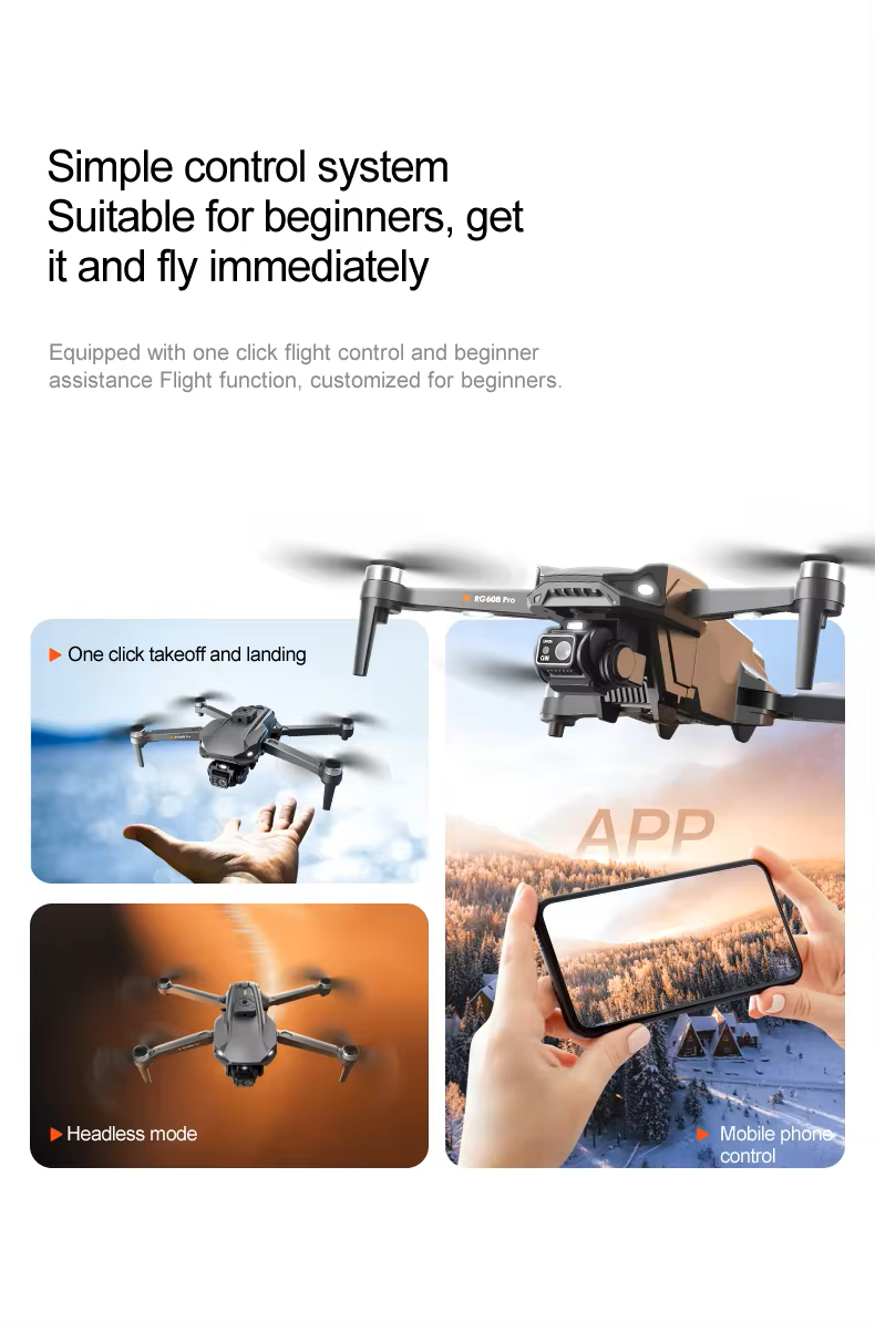 RG608 Pro drone with automatic pop-up infrared obstacle avoidance dual camera one key return & optical flow hovering