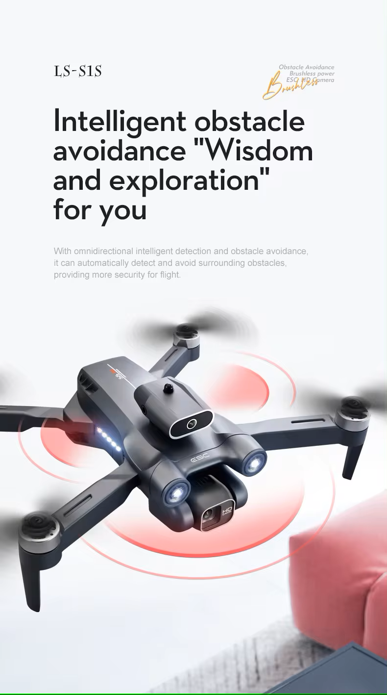 S1S mini drone with laser 4-way obstacle avoidance wide angle dual camera & optical flow hovering